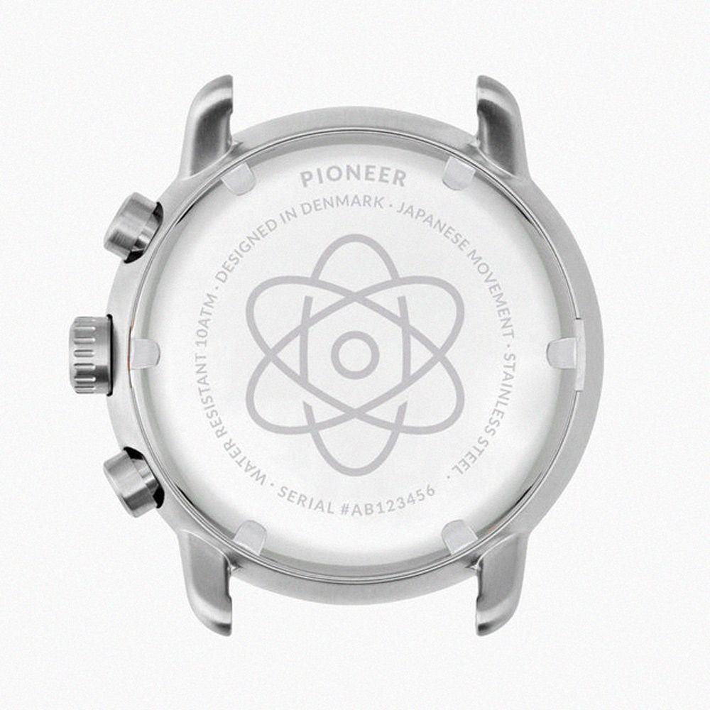 Nordgreen ND手錶 Pioneer 先鋒 42mm 月光銀殼紋理黑面 月光銀三珠精鋼錶帶(PI42SI3LSITB)