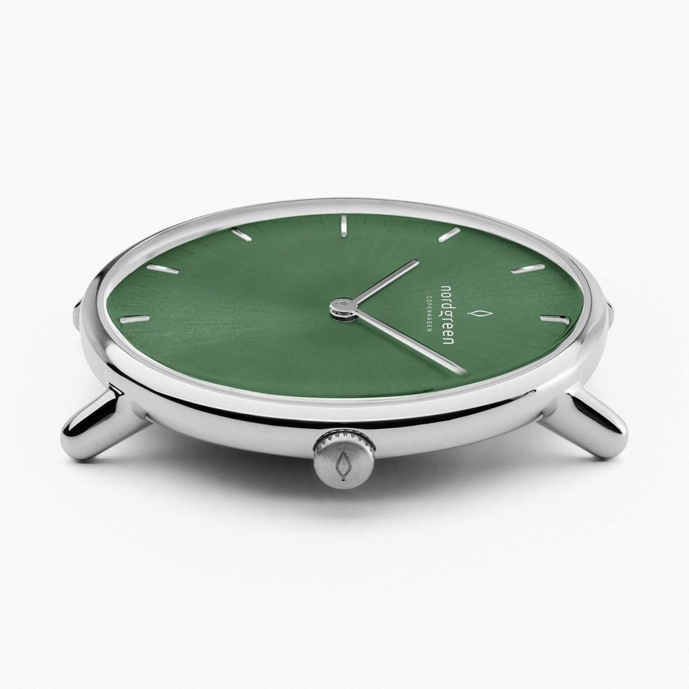 Nordgreen ND手錶 Native 本真 40mm 月光銀殼橄欖綠面 月光銀米蘭錶帶(NR40SIMESIOG)