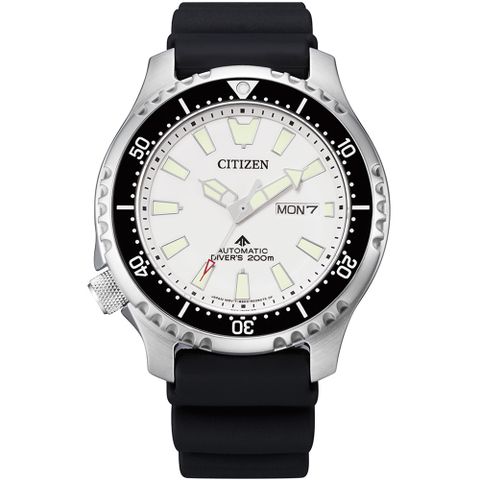 CITIZEN 星辰 PROMASTER 鋼鐵河豚EX潛水機械錶/白/44mm/NY0118-11A