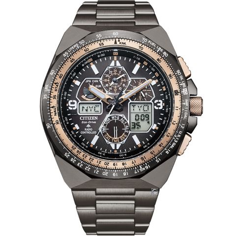CITIZEN 星辰錶 SKY系列 光動能 電波錶 35週年限量 男錶-JY8146-54E