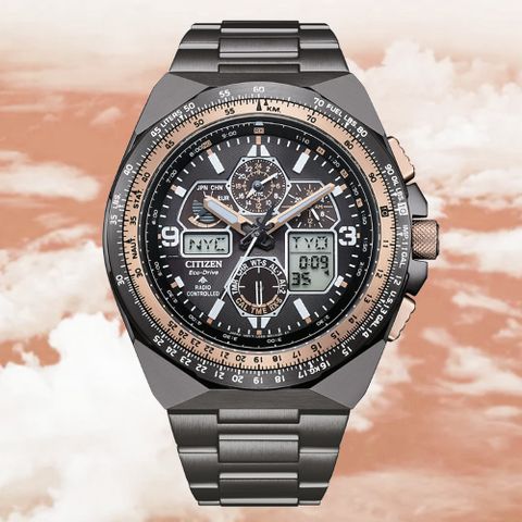 CITIZEN 星辰 PROMASTER 35週年限定 航空計算尺 電波對時 計時腕錶 JY8146-54E