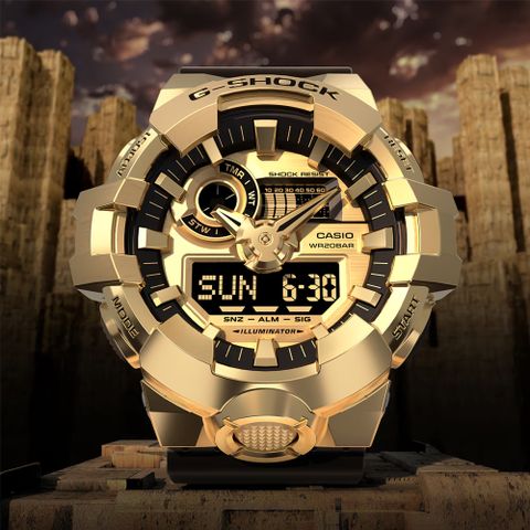 CASIO 卡西歐 G-SHOCK 時尚金屬 雙顯腕錶 禮物推薦 送禮首選 GM-700G-9A