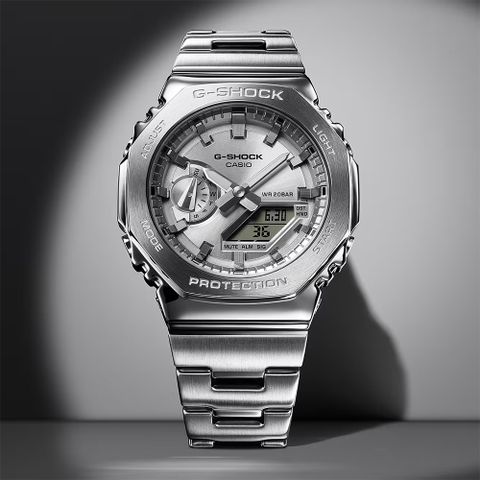 CASIO 卡西歐 G-SHOCK 金屬光系列八角雙顯電子錶手錶 GM-2110D-7A