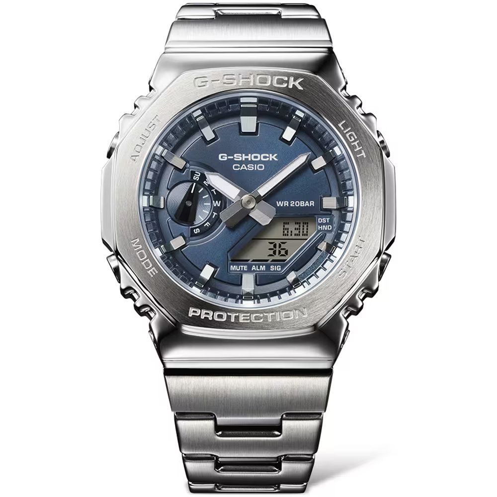 CASIO 卡西歐 G-SHOCK 金屬光系列八角雙顯電子錶手錶 GM-2110D-2B