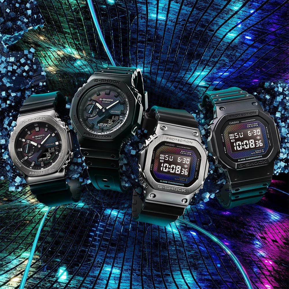 CASIO 卡西歐 G-SHOCK 彩色磚牆系列 八角雙顯手錶 學生錶 GA-2100RW-1A