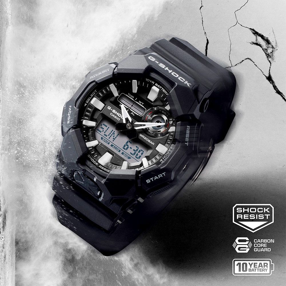 CASIO 卡西歐 G-SHOCK 10年電力雙顯手錶 學生錶 GA-010-1A