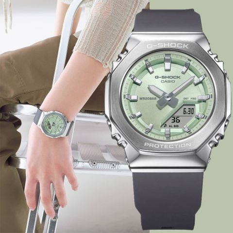 CASIO 卡西歐 G-SHOCK 粉彩金屬八角手錶 女錶 GM-S2110-3A