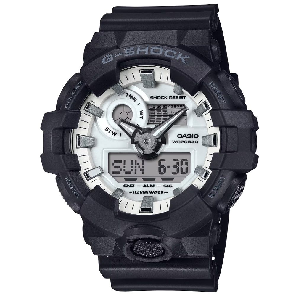 CASIO 卡西歐 G-SHOCK 經典黑白 雙顯腕錶 禮物推薦 送禮首選 GA-700WD-1A