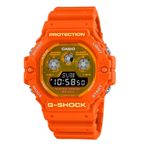 CASIO 卡西歐 G-SHOCK 耀眼夏日數位錶款 螢光橘 DW-5900TS-4_46.8mm