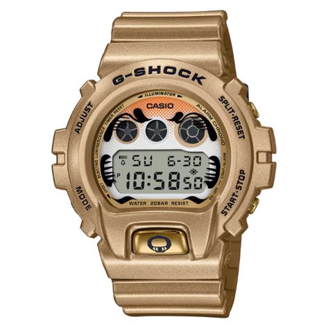 CASIO 卡西歐 G-SHOCK 永不放棄 不倒翁 黃金達摩 DW-6900GDA-9_50mm