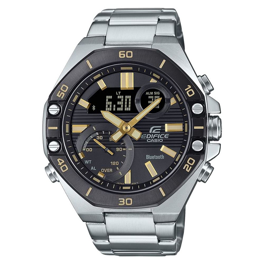 CASIO 卡西歐 EDIFICE 智慧藍芽連結 賽車設計八角形雙顯錶 ECB-10DB-1A9