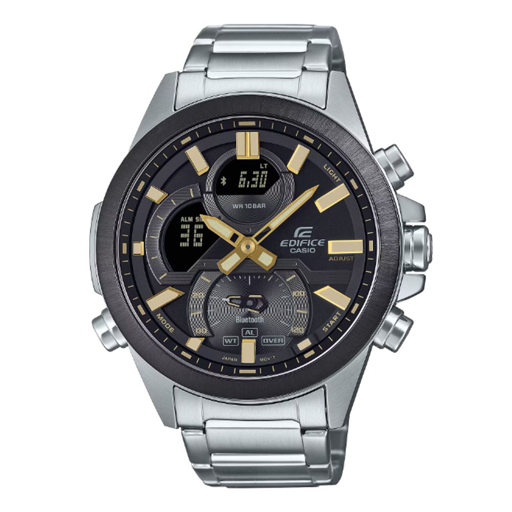 CASIO 卡西歐 EDIFICE 智慧藍芽連結 賽車設計圓形雙顯錶 ECB-30DB-1A9
