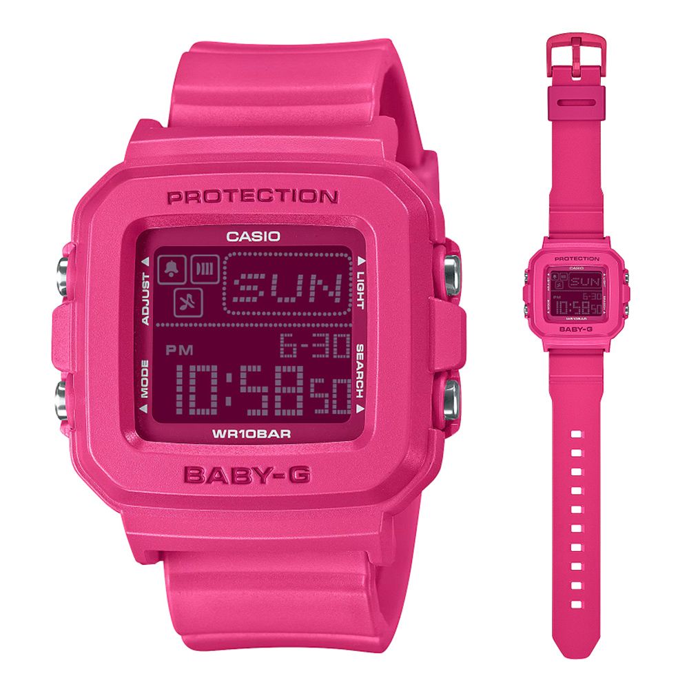 CASIO 卡西歐 BABY-G + PLUS 流行混搭 休閒數位電子錶-桃紅 BGD-10K-4