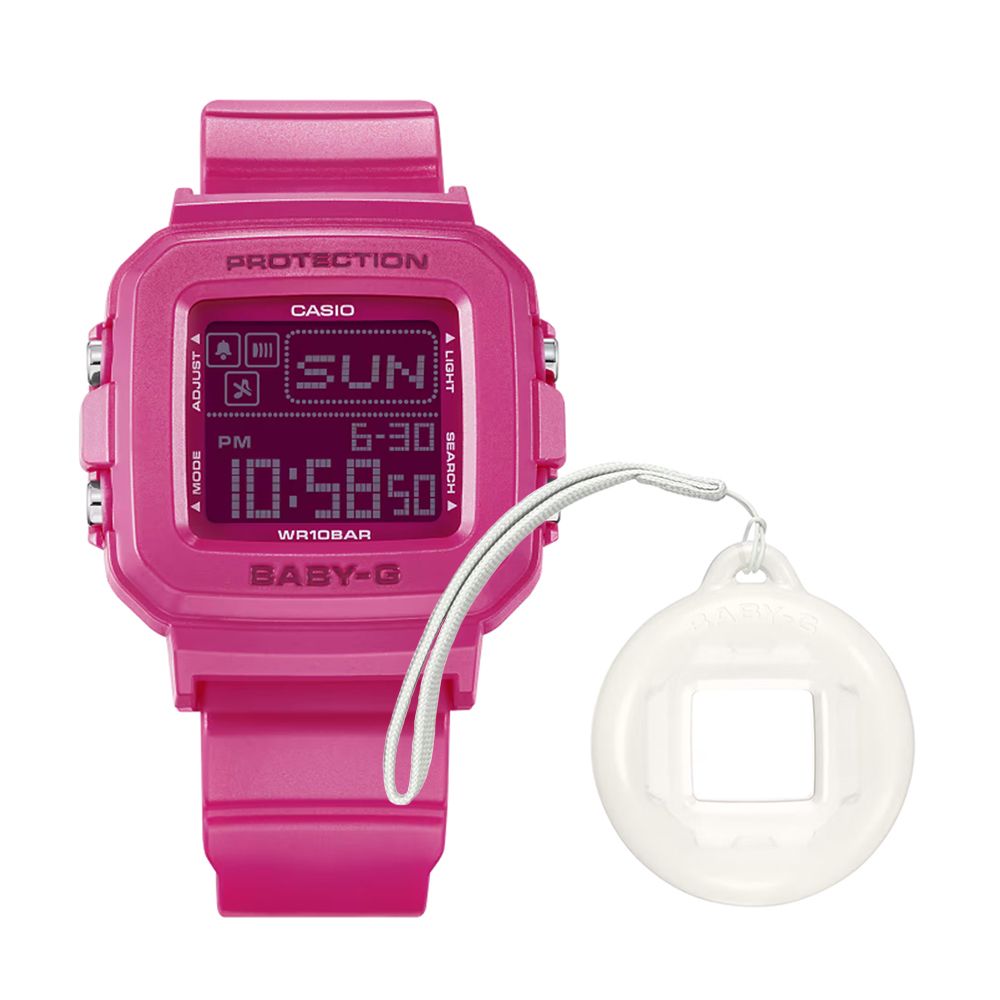 CASIO 卡西歐 BABY-G + PLUS 流行混搭 休閒數位電子錶-桃紅 BGD-10K-4