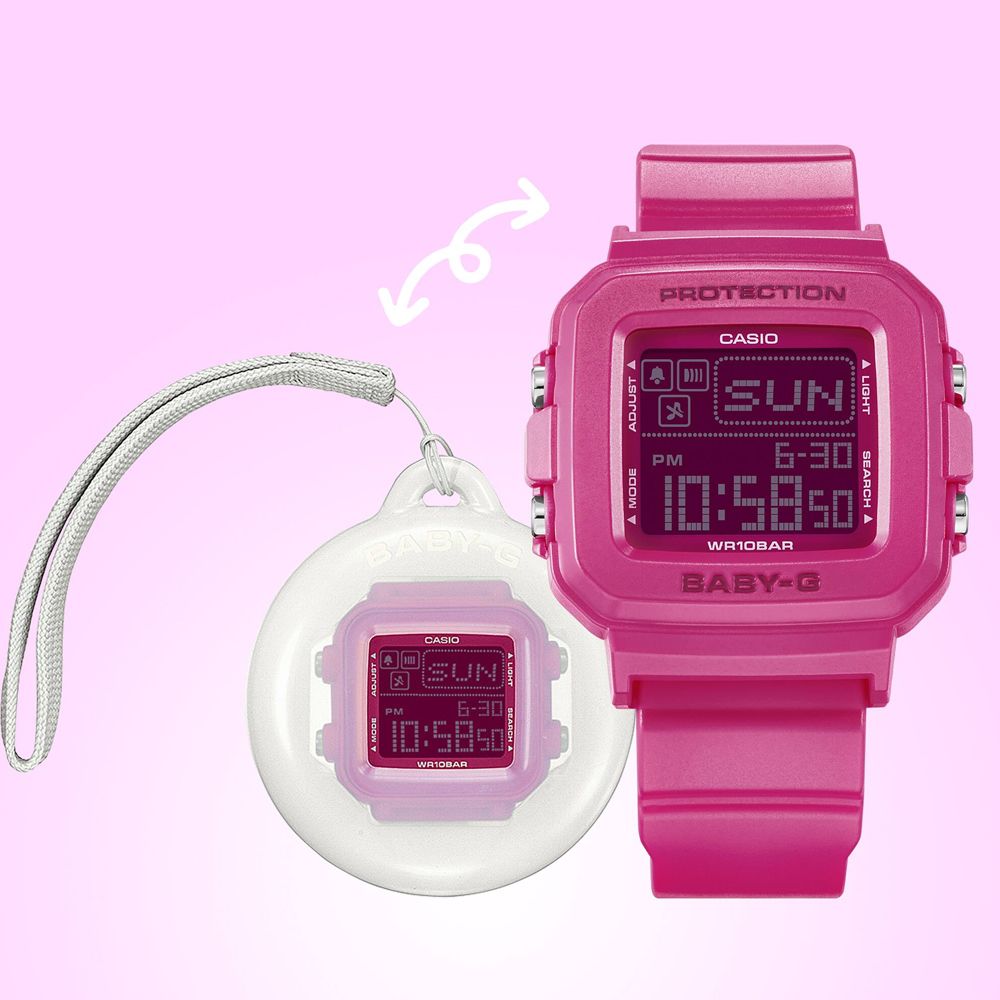 CASIO 卡西歐 BABY-G + PLUS 流行混搭 休閒數位電子錶-桃紅 BGD-10K-4