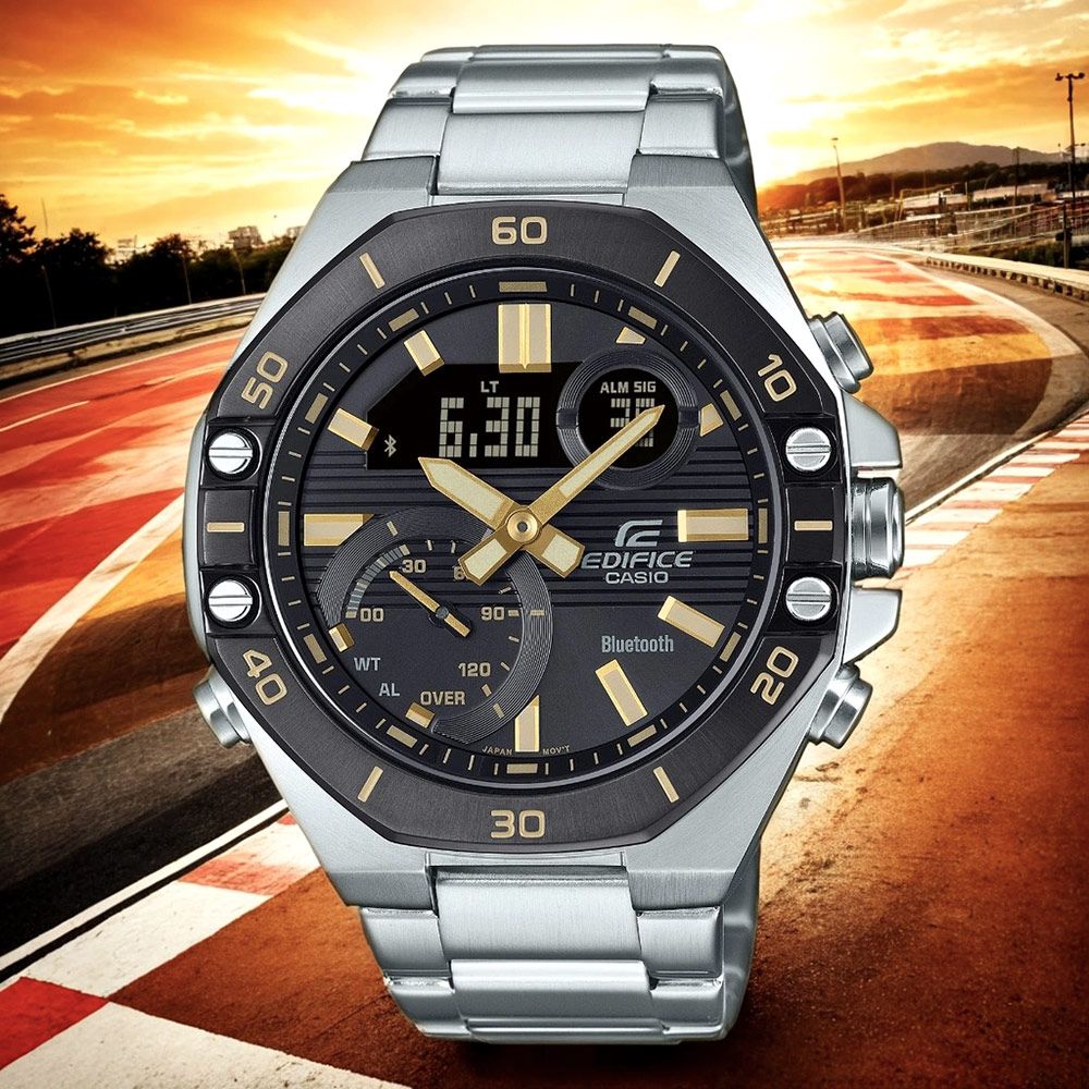 CASIO 卡西歐 EDIFICE 八角形賽車風格藍芽手錶 ECB-10DB-1A9
