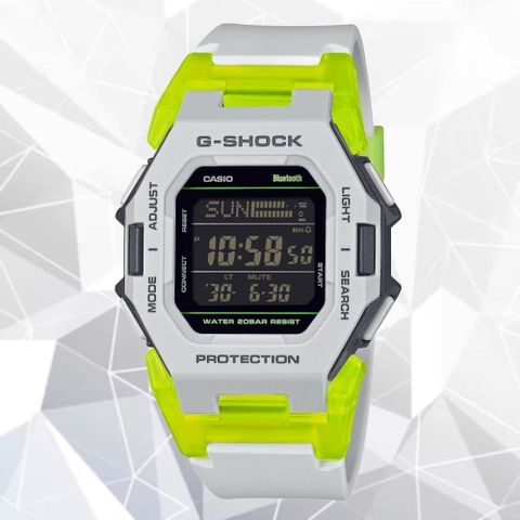 CASIO 卡西歐 G-SHOCK 前衛運動風 螢光黃經典灰 智慧藍芽電子錶 GD-B500MW-8
