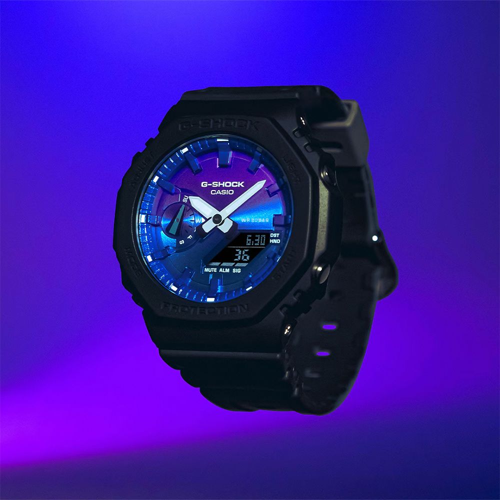 CASIO 卡西歐 G-SHOCK 熾熱火焰系列 八角雙顯手錶 GA-2100FL-1A