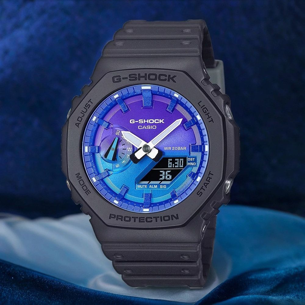 CASIO 卡西歐 G-SHOCK 熾熱火焰系列 八角雙顯手錶 GA-2100FL-1A