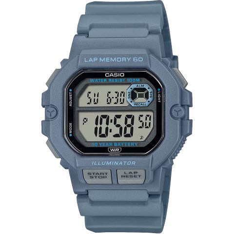 CASIO 卡西歐 運動訓練10年電力手錶-藍 WS-1400H-2AV