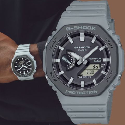 CASIO 卡西歐 G-SHOCK 運動風極簡八角 太陽能電力智慧藍牙手錶 GA-B2100LUU-8A