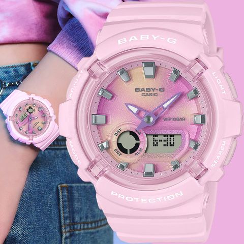 CASIO 卡西歐 BABY-G 扎染圖案雙顯手錶 BGA-280TD-4A