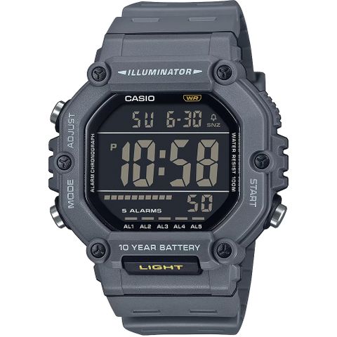 CASIO 卡西歐 大屏幕顯示 10年電力手錶-鐵灰 AE-1600H-8BV