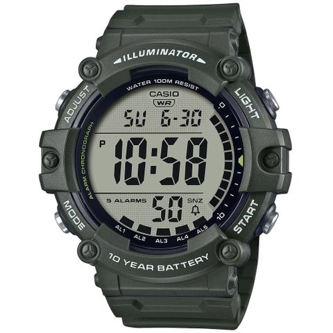 CASIO 卡西歐 AE-1500WHX-3A 軍綠休閒 百搭潮流電子錶