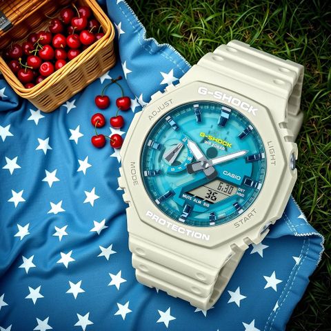 CASIO 卡西歐 G-SHOCK 海洋運動 防震八角雙顯電子錶 GA-2100AS-5A