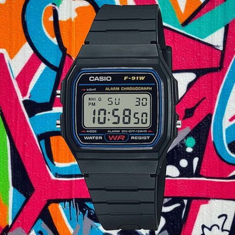 F-91W-1D 超薄LED照明 經典電子錶