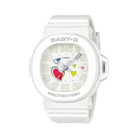 【CASIO 卡西歐】BABY-G 迷人魅力 繽紛俏皮 突顯愛心錶款 白_BGA-10-7A_42.1mm