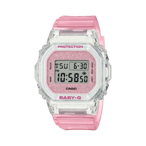 【CASIO 卡西歐】BABY-G 輕巧纖薄 繽紛夏季 清透亮眼 半透明粉 經典系列 BGD-565GC-4_37.9mm
