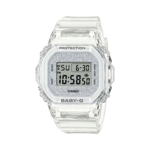【CASIO 卡西歐】BABY-G 輕巧纖薄 繽紛夏季 清透亮眼 半透明銀 經典系列 BGD-565GC-7_37.9mm