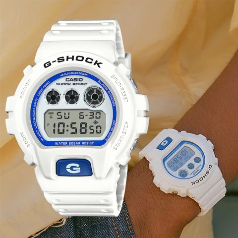 CASIO 卡西歐 G-SHOCK 夏日海洋磷光 藍白配色電子錶 手錶 學生錶(DW-6900HDS-7)