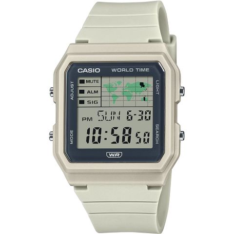 CASIO 卡西歐 休閒方形電子錶-米白 手錶 學生錶(LF-30W-8A)