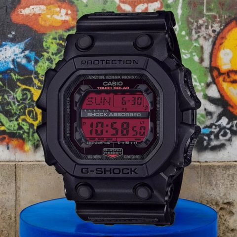 CASIO 卡西歐 G-SHOCK 黑紅配色 太陽能電子錶 手錶 學生錶(GX-56BBR-1)