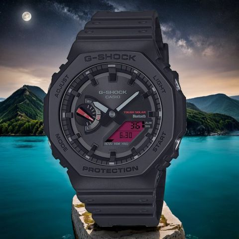 CASIO 卡西歐 G-SHOCK 藍芽太陽能八角雙顯電子錶 手錶 學生錶(GA-B2100BBR-1A)