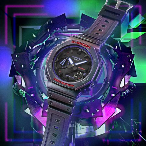 CASIO卡西歐 G-SHOCK 瞄準鏡設計 運動雙顯腕錶 45.4mm / GA-2100AH-6A