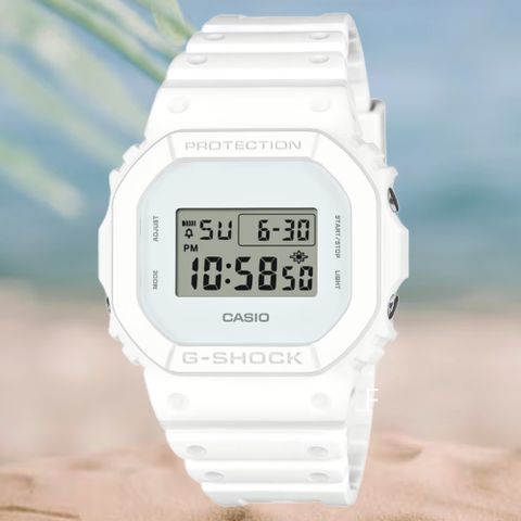 CASIO 卡西歐 G-SHOCK 純白配色 街頭風 方形電子錶 手錶 中性錶 男錶(DW-5600WW-7)