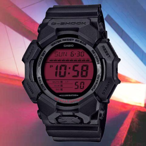 CASIO 卡西歐 G-SHOCK 黑紅配色 大錶殼 實用功能電子錶 GD-010BBR-1