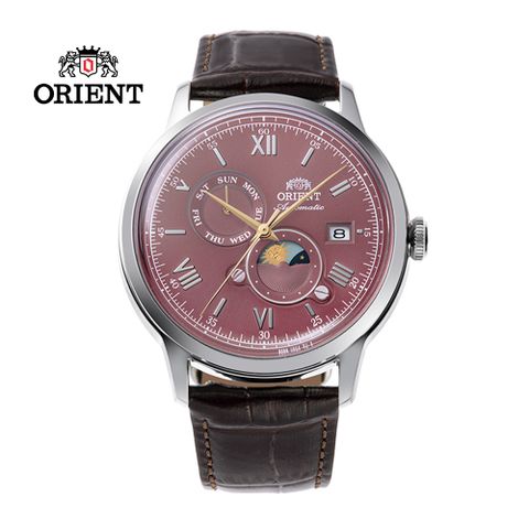 ORIENT 東方錶 SUN&MOON 日月相系列 經典機械錶 皮帶款 RA-AK0807R 紅色 - 41.5mm