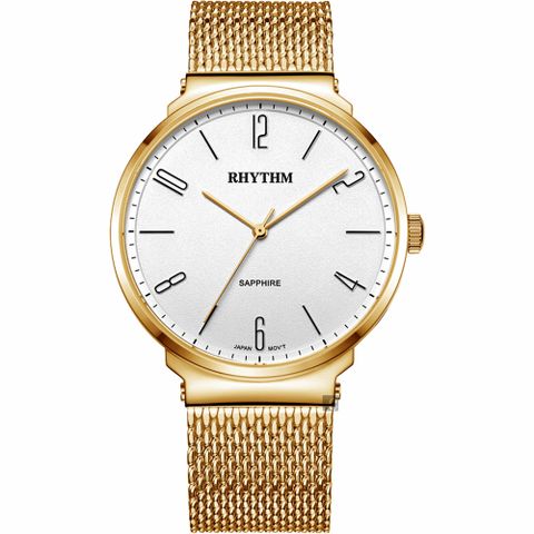 RHYTHM 日本麗聲 日系潮流米蘭帶手錶-白x金/41mm FI1605S03