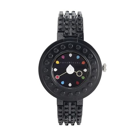 【nanoblock】圓殼系列彩色圓點時標樂高積木錶-黑/CIR-21/台灣總代理公司貨享兩年保固