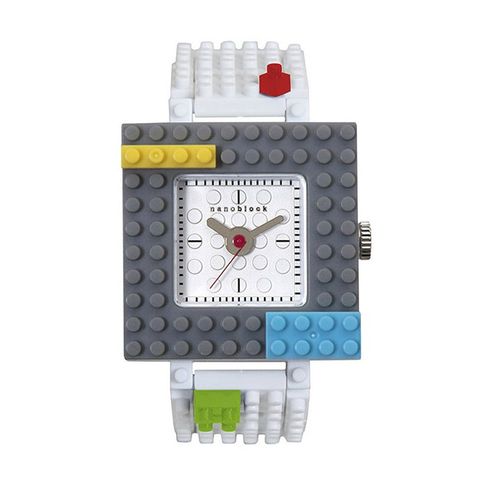 【nanoblock】方框系列樂高積木錶-灰Ｘ白/NSQ-07/台灣總代理公司貨享兩年保固