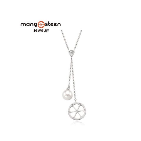 MANGO 【 steen】Necklace韓國月光珍珠時尚極光S925純銀鏤空款項鍊-星月銀/MJ0003S-NWW/台灣總代理公司貨