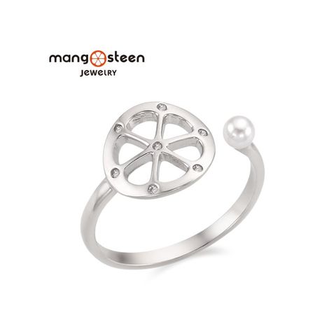 MANGO 【 steen】Ring韓國閃耀女神時尚極光S925純銀鏤空款戒指-珍珠銀/MJ0003S-RWW/台灣總代理公司貨