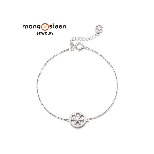 MANGO 【 steen】Bracelet韓國午夜時分時尚S925極光純銀鏤空款手鍊-閃耀白/MJ0004S-BWW/台灣總代理公司貨