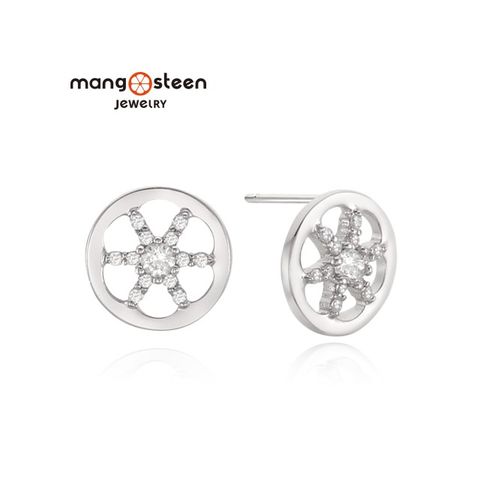 MANGO 【 steen】Earrings韓國午夜時分時尚極光S925純銀鏤空款耳環-閃耀白/MJ0004S-EWW/台灣總代理公司貨