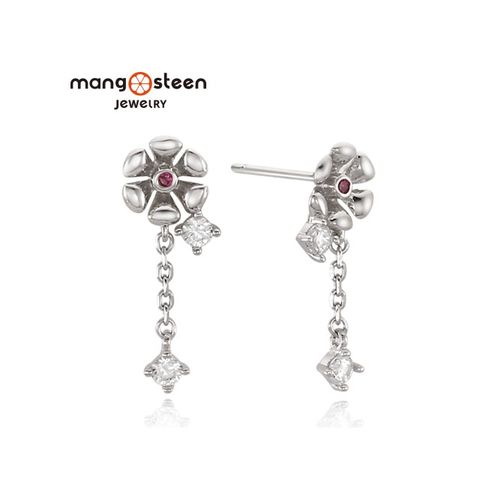 MANGO 【 steen】Earrings韓國璀璨夢境時尚S925極光純銀花型垂墜飾耳環-氣質銀/MJ0006S-EWR/台灣總代理公司貨