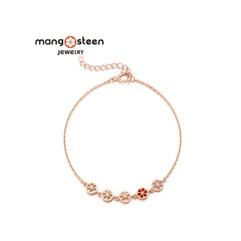 MANGO 【 steen】Bracelet韓國秘密愛戀時尚玫金S925純銀鏤空款手鍊-點綴紅/MJ0011S-BRGRE/台灣總代理公司貨